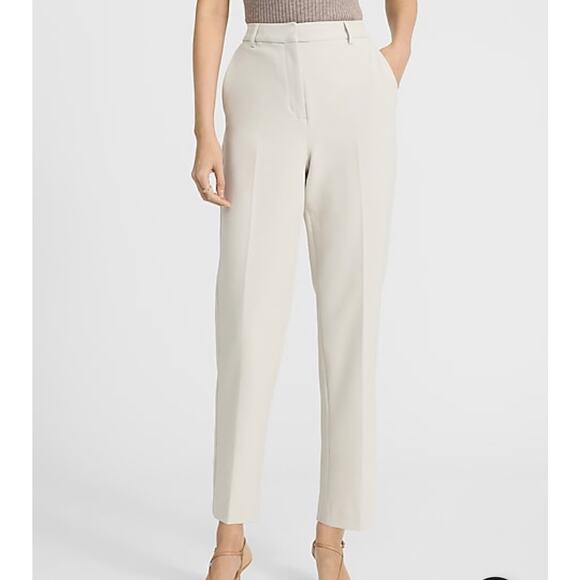 Express Editor Super High Waist Ankle Pant – Warm Ivory NWT - Picture 1 of 11